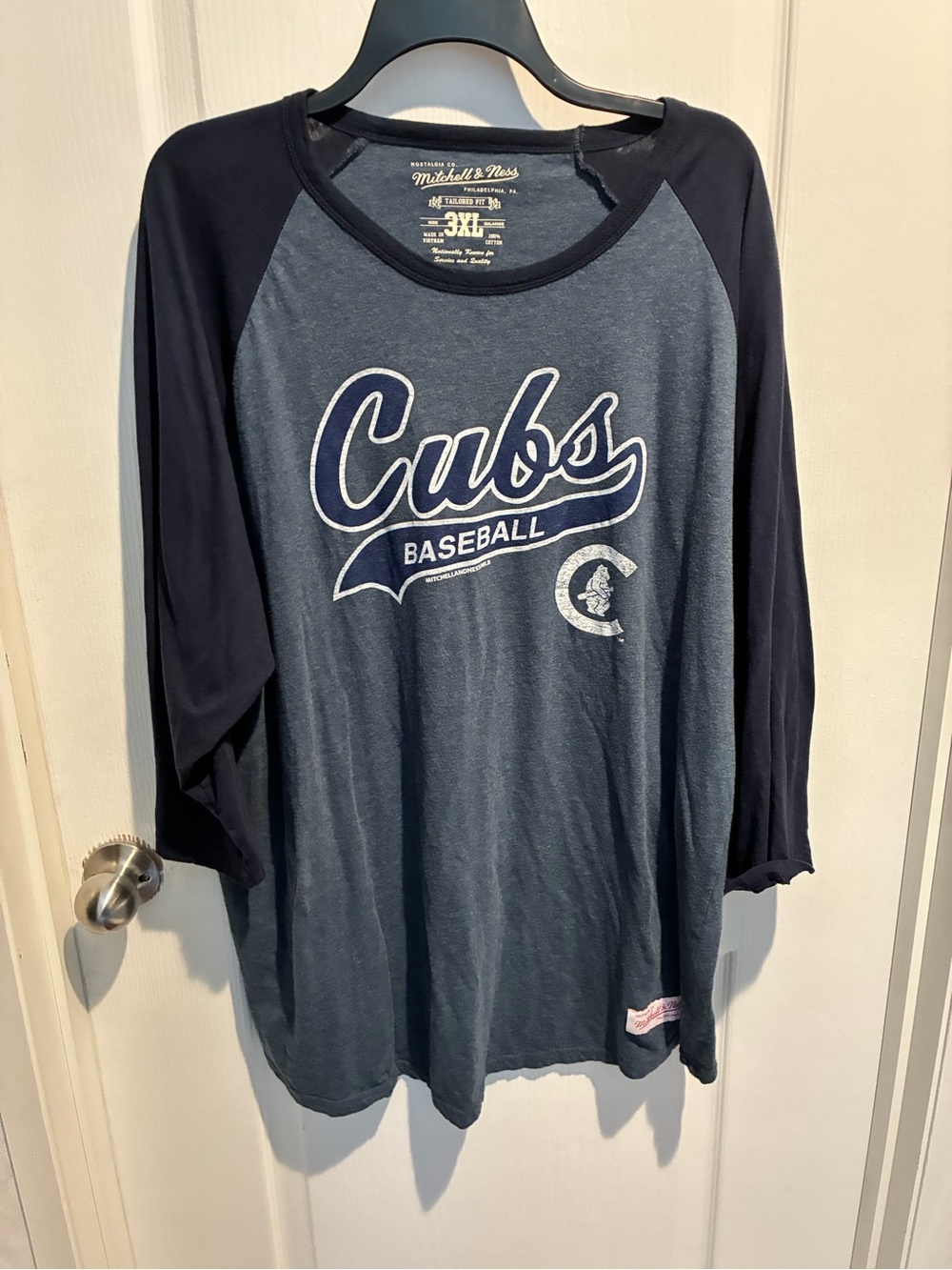 Mitchell & Ness Blue & Navy Cubs Baseball Raglan Tee